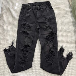 American Eagle Outfitters Black Distressed Skinny Jeans